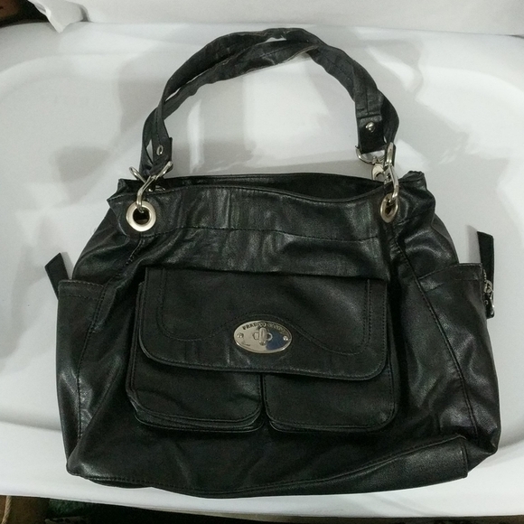 Franco Sarto Black Faux Leather Shoulder Bag Handbag Purse - Picture 1 of 9
